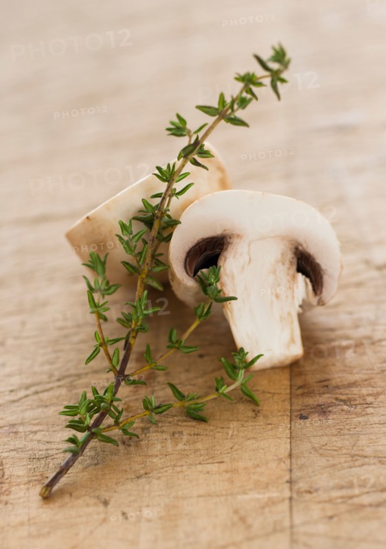 Fresh mushrooms and thyme.