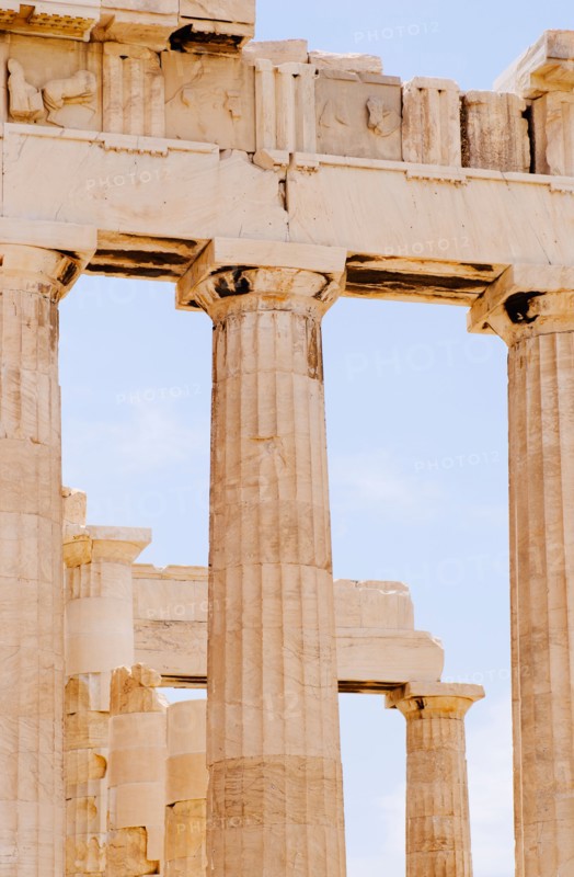 Greece, Athens, Acropolis, Doric columns of Parthenon.