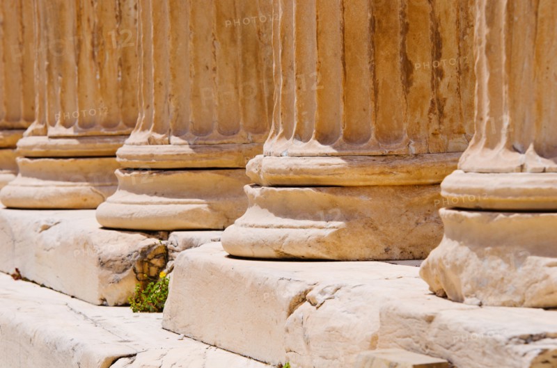 Greece, Athens, Acropolis, Doric columns of Propylaea.