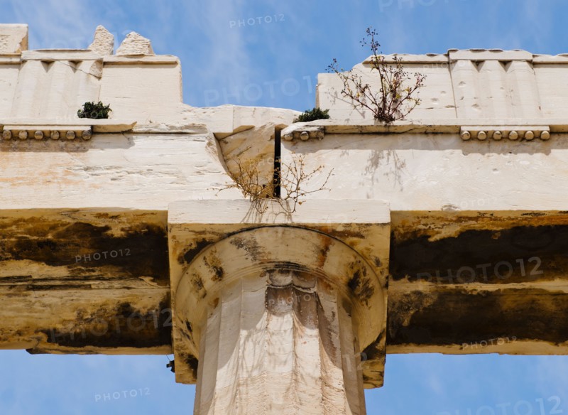 Greece, Athens, Acropolis, Doric column of Propylaea.