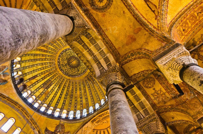 Turkey, Istanbul, Haghia Sophia Mosque interior.