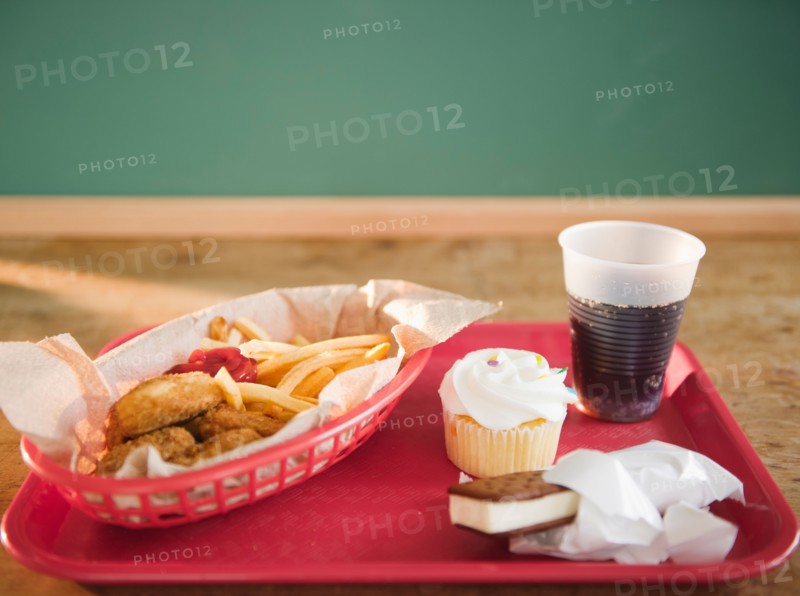 Close up of unhealthy meal on tray. Photo: Jamie Grill