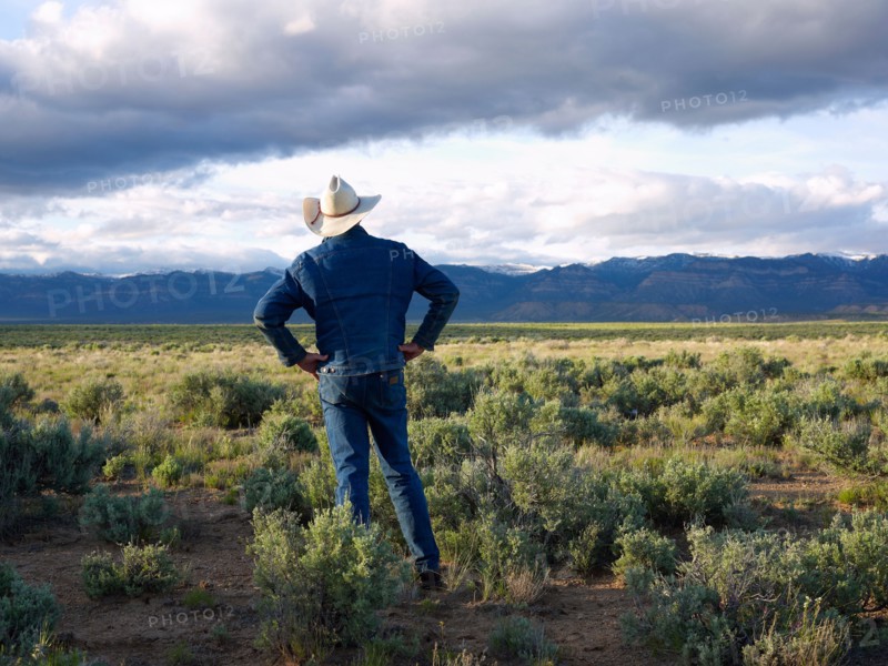 USA, Utah, Rear view of man standing in desert landscape. Photo : John Kelly