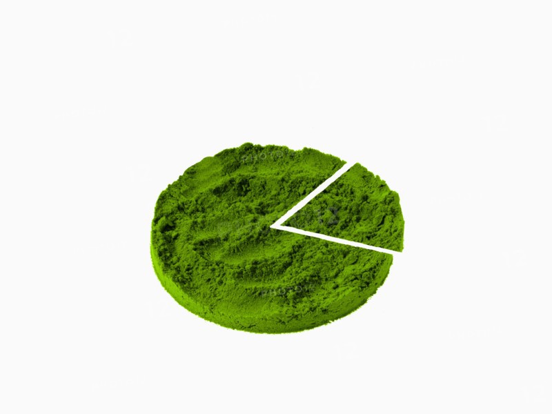 Studio shot of Ground Wasabi Powder making Pie chart on white background. Photo: David Arky