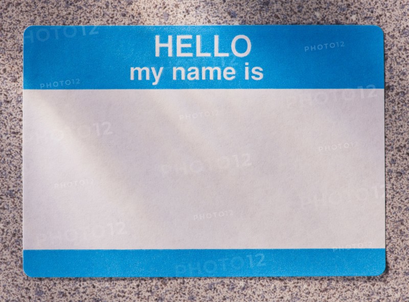 Close up of blank name tag. Photo : Daniel Grill