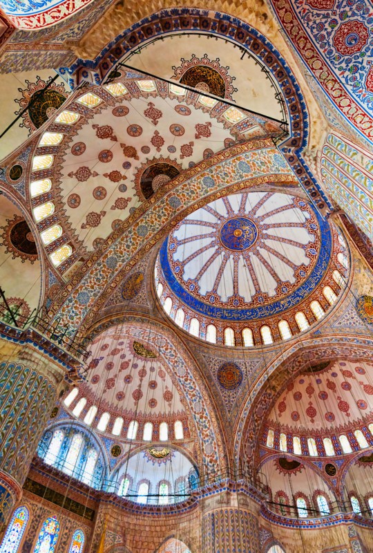 Turkey, Istanbul, Sultanahmet Mosque interior.