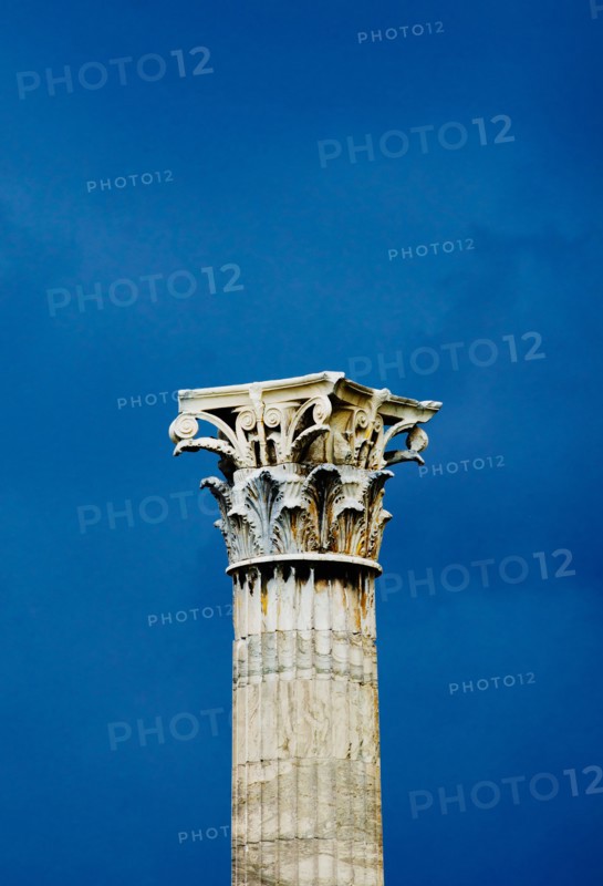 Greece, Athens, Corinthian column at Temple of Olympian Zeus.