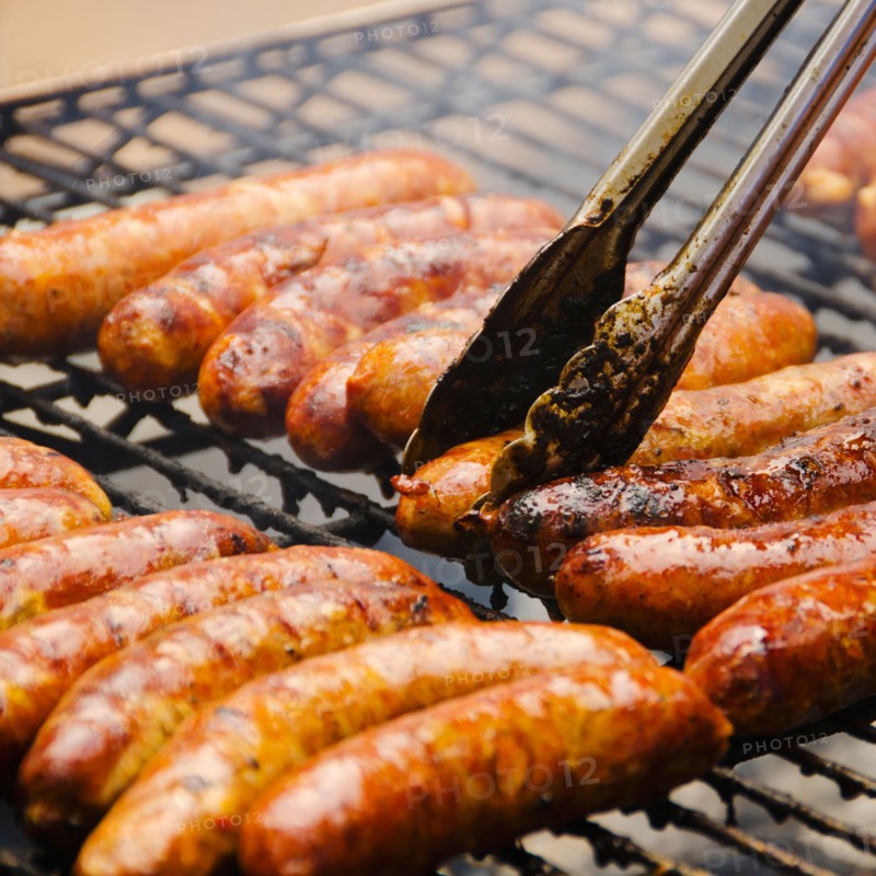Sausages on barbeque.