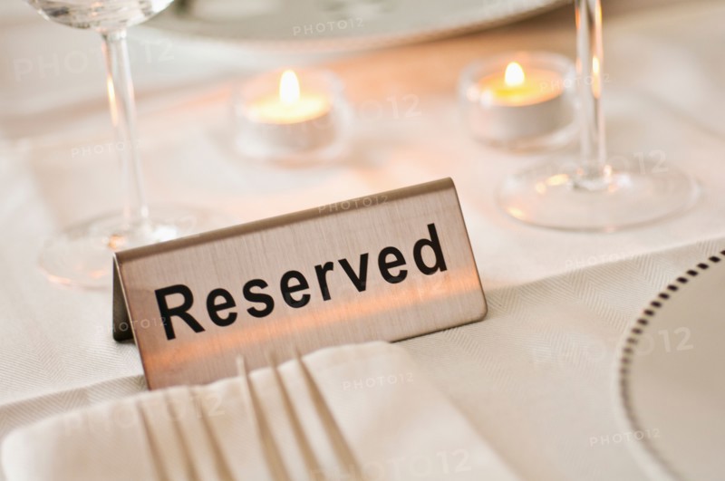Reservation tag on dining table.