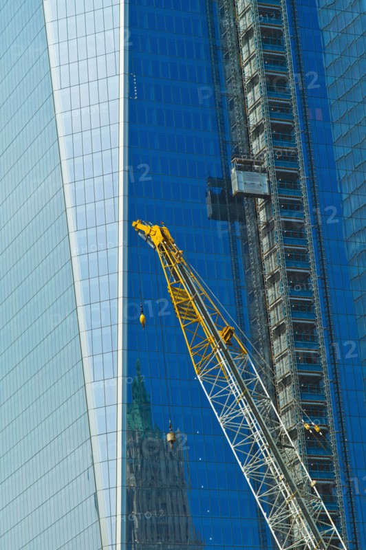 USA, New York, New York City, Lower Manhattan, Ground Zero, Freedom Tower construction site.