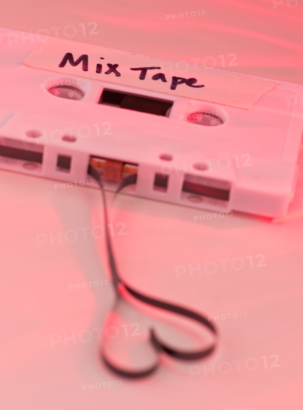 White mix tape with heart shape, studio shot. Photo: Daniel Grill