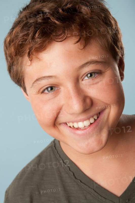 Studio portrait of boy (12-13). Photo: Rob Lewine