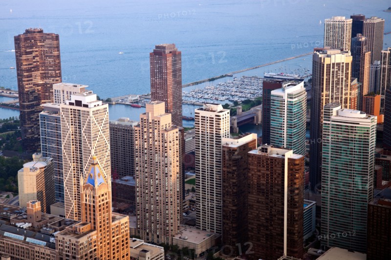 USA, Illinois, Chicago, Chicago downtown buildings, view from Hancock Tower. Photo: Henryk Sadura