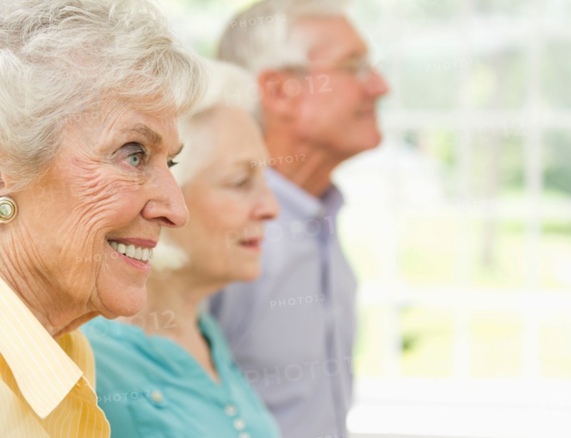 Profiles of senior women and senior man.