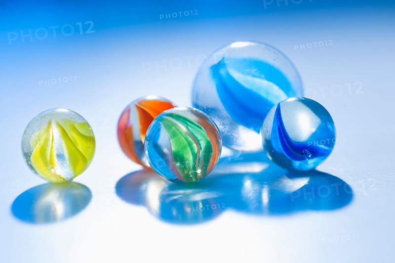 Studio shot of colorful marbles.