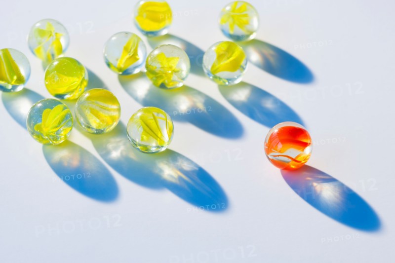 Studio shot of colorful marbles.