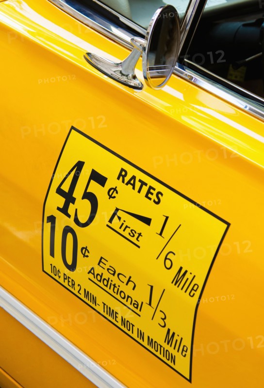 USA, New York State, New York City, Close-up of antique taxi.