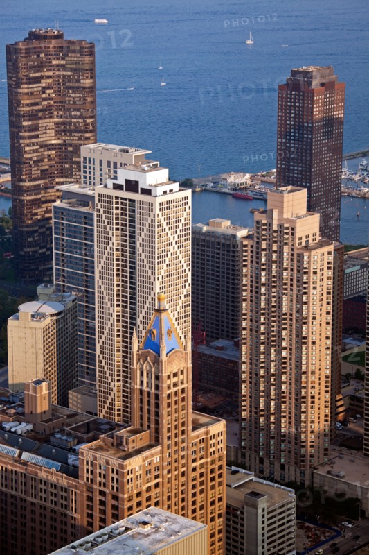 USA, Illinois, Chicago, Chicago downtown buildings, view from Hancock Tower. Photo: Henryk Sadura