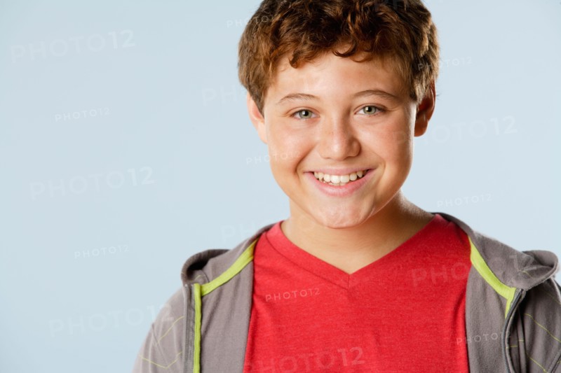 Studio portrait of boy (12-13). Photo: Rob Lewine