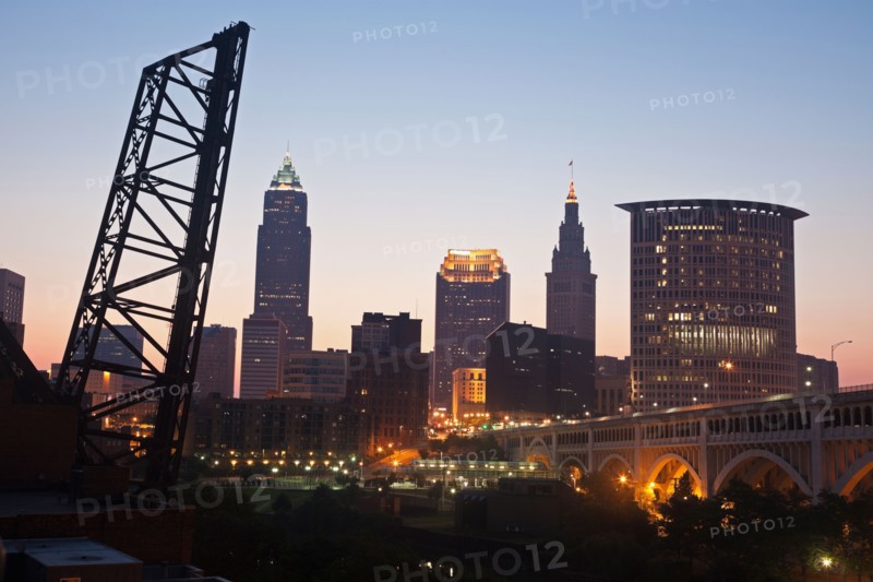 USA, Ohio, Cleveland, Skyline at sunrise. Photo: Henryk Sadura