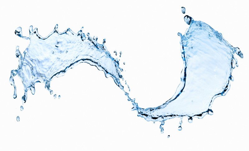 Studio shot of water splash on white background.