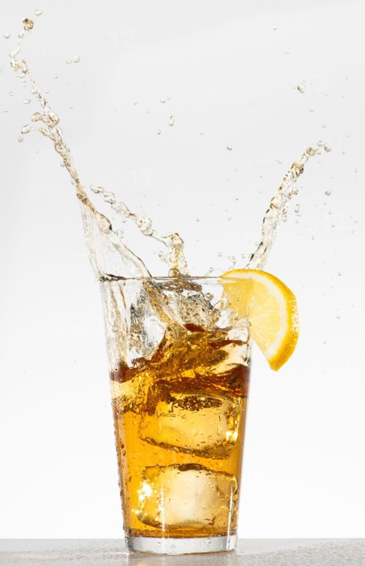 Studio shot of iced tea with splash.