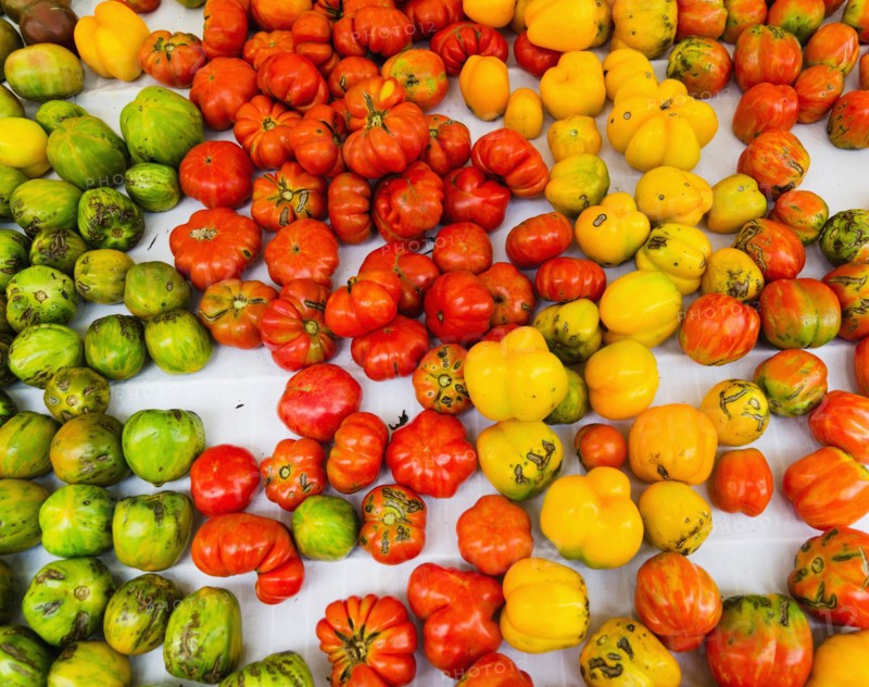 Studio shot of heirloom tomatoes.