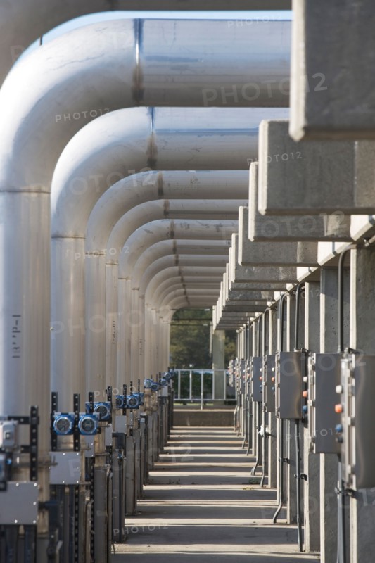 Pipes of water treatment plant. Photo : fotog