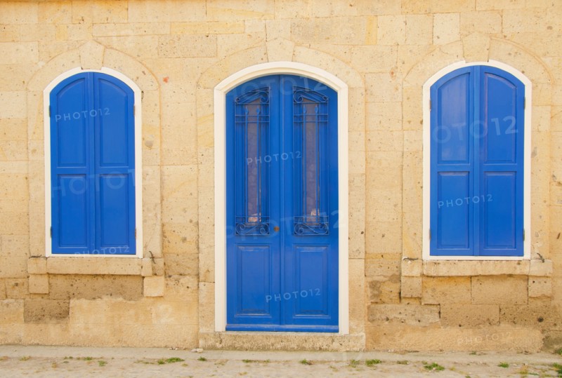 Turkey, Cesme, Alacati, facade of traditional house. Photo : Tetra Images