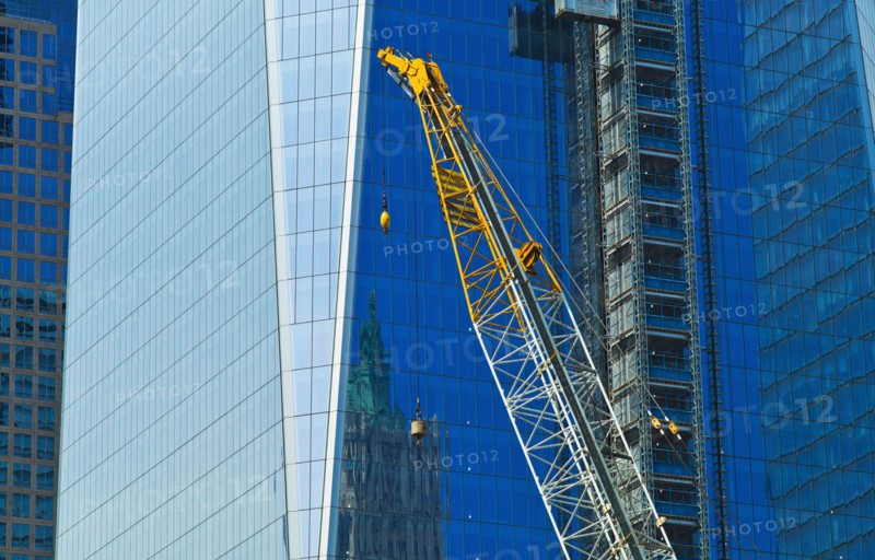 USA, New York, New York City, Lower Manhattan, Ground Zero, Freedom Tower construction site.