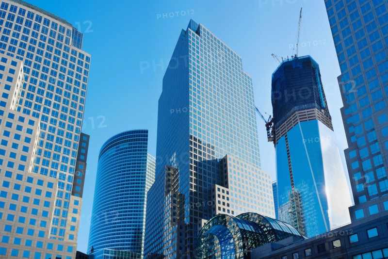 USA, New York City, Low angle view of 1 World Trade Center.