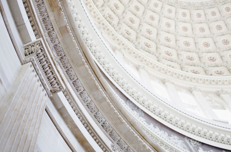 USA, Washington DC, Capitol Building, Close up of coffers on ceiling. Photo : Jamie Grill