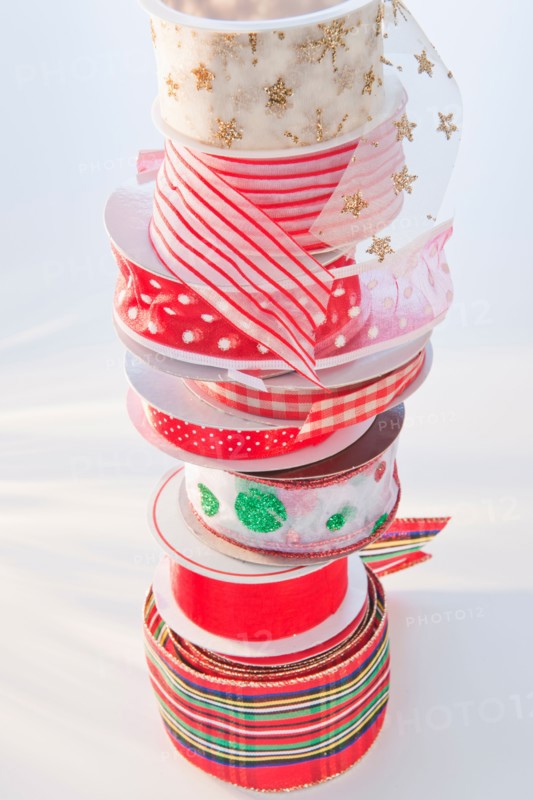 Close-up of christmas ribbons. Photo : Daniel Grill
