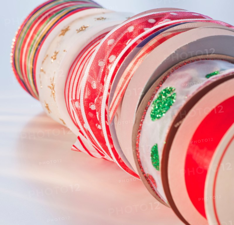 Close-up of christmas ribbons. Photo : Daniel Grill