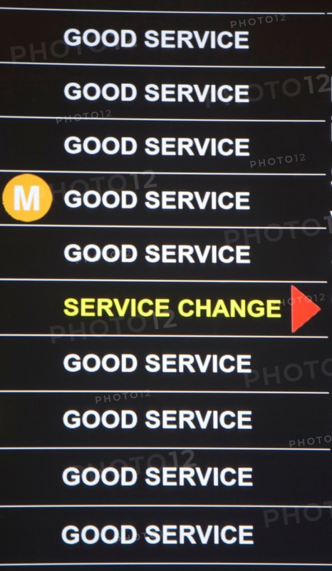 USA, New York City, Underground service information board. Photo : fotog