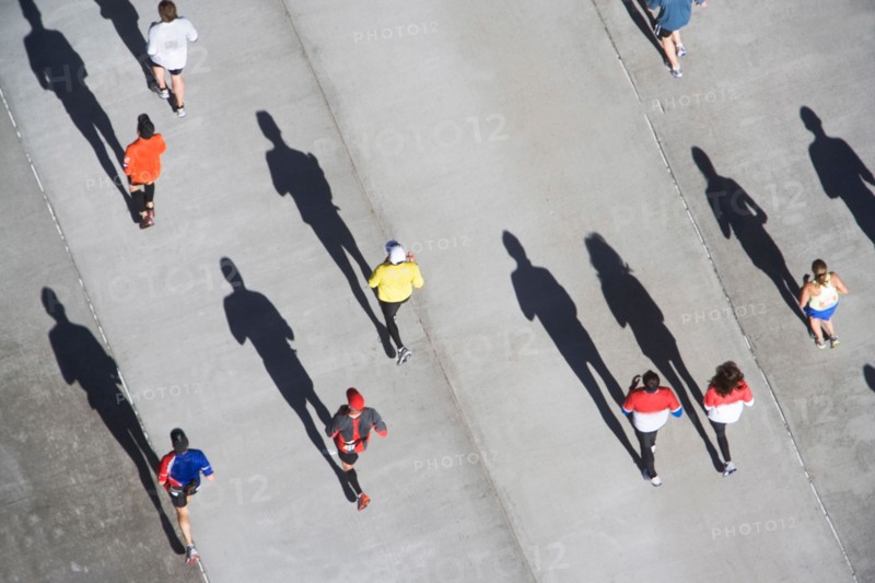 USA, New York City, New York City Marathon as seen from above. Photo: fotog