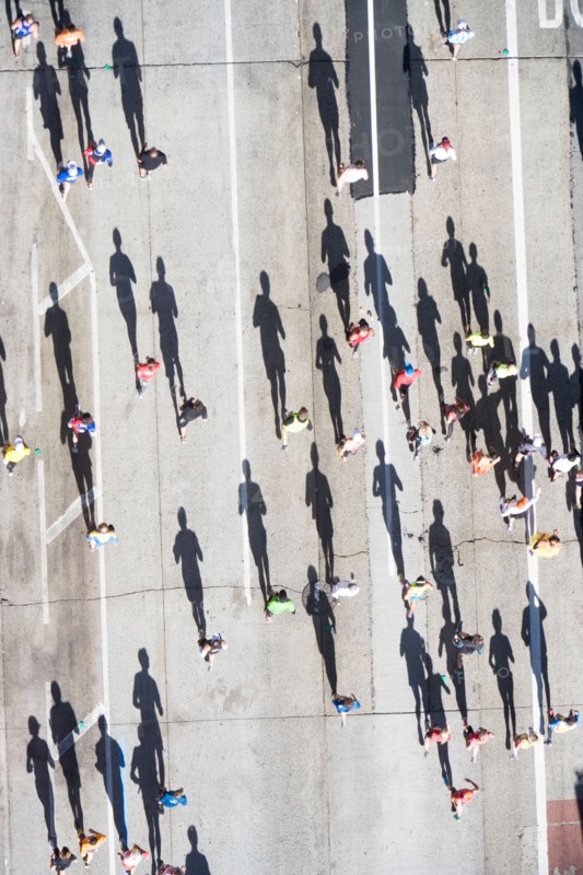 USA, New York City, New York City Marathon as seen from above. Photo: fotog