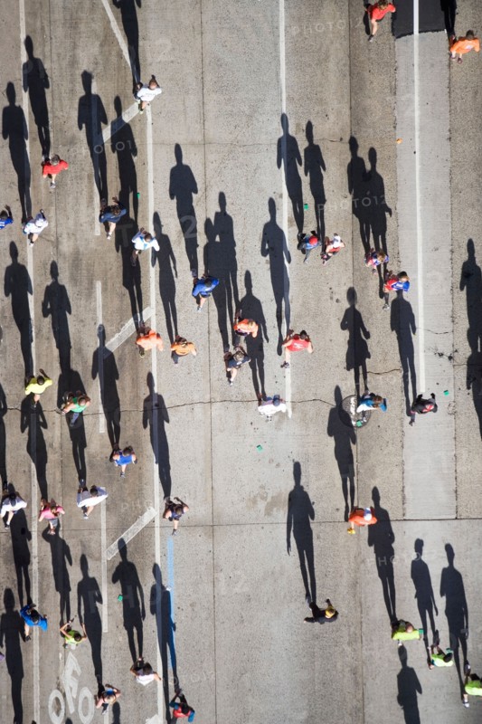 USA, New York City, New York City Marathon as seen from above. Photo: fotog