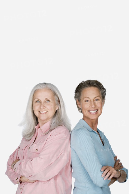 Studio portrait of two senior women. Photo: Rob Lewine