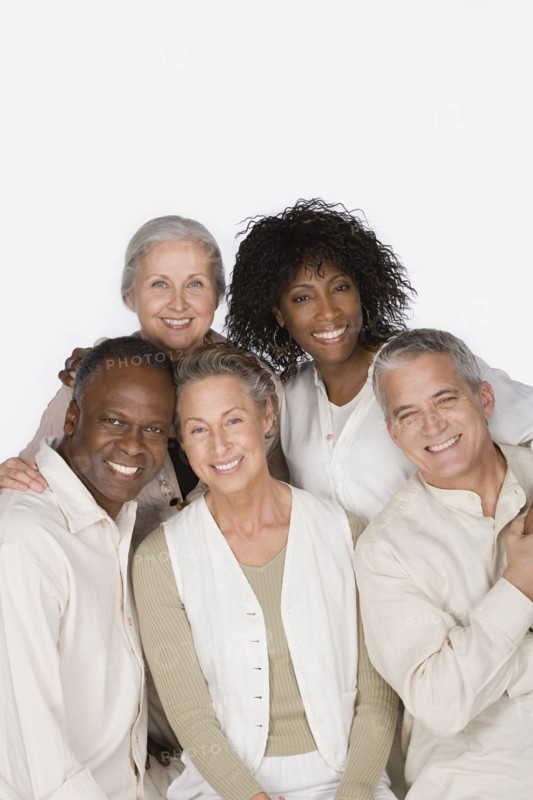 Studio portrait of senior friends. Photo : Rob Lewine