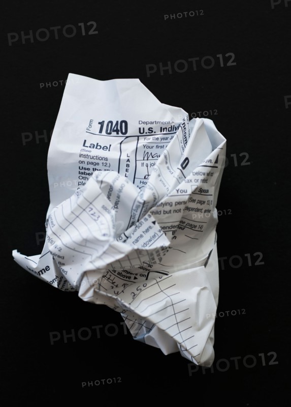 Studio shot of crumpled document.