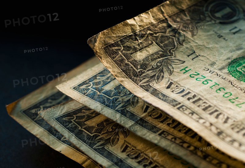 Studio shot of old dollar notes.