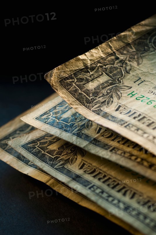 Studio shot of old dollar notes.