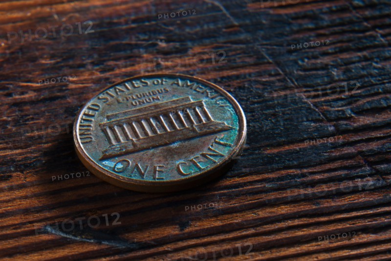 Studio shot of old one cent coin.