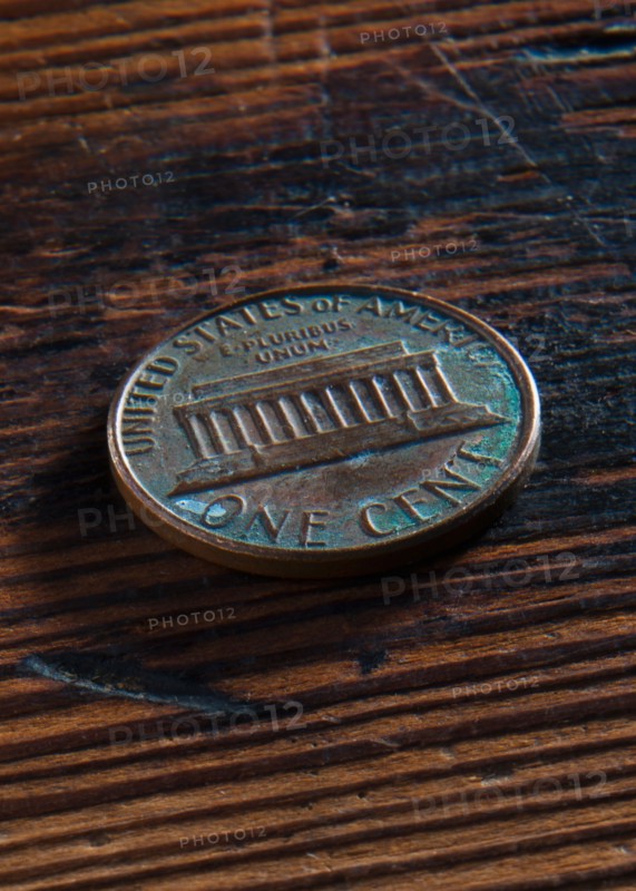 Studio shot of old one cent coin.