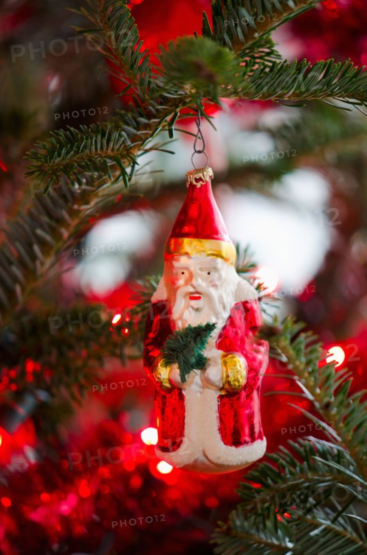 Studio shot of Christmas Santa ornament.