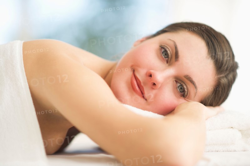 Portrait of woman relaxing in spa.