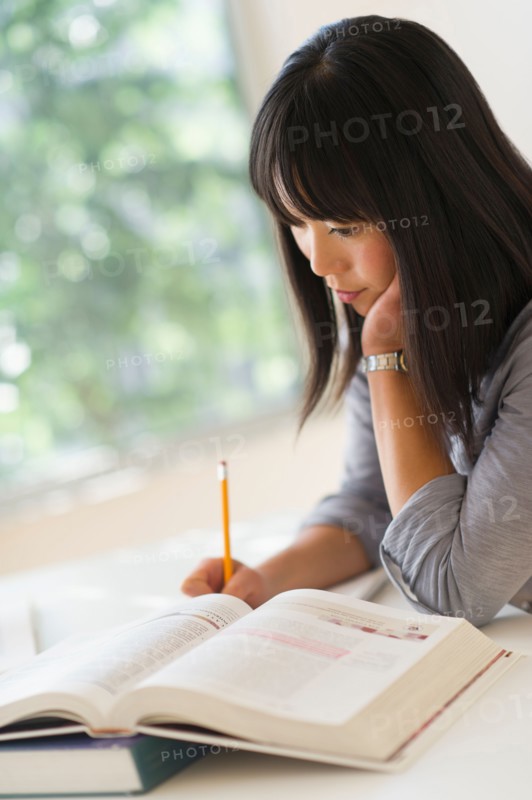 Woman studying.