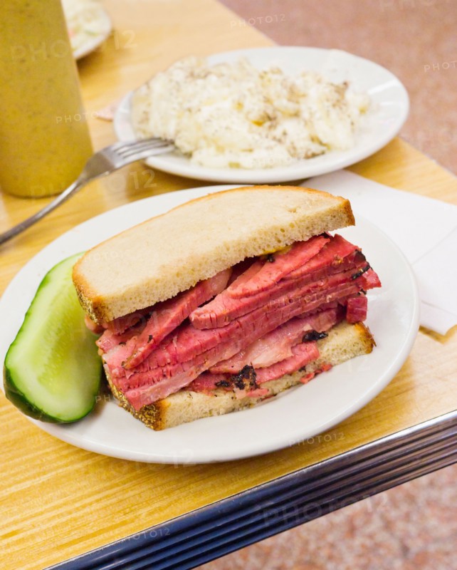 USA, New York State, New York City, Pastrami sandwich.