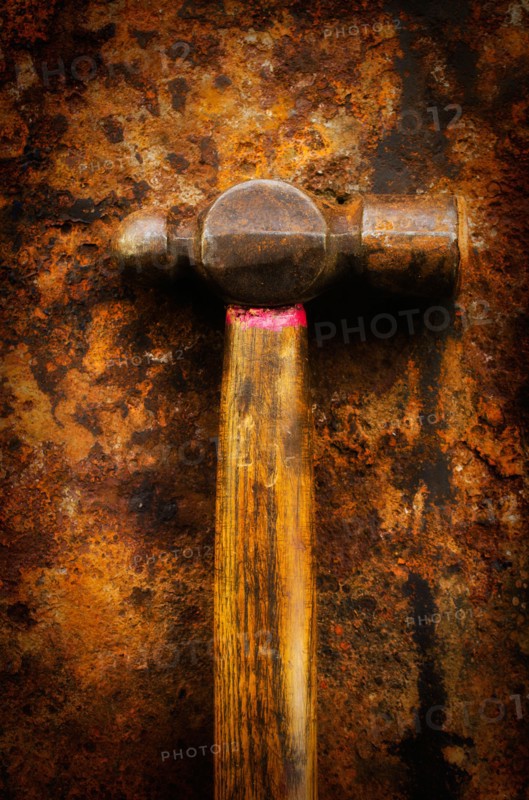 Antigue hammer, studio shot.